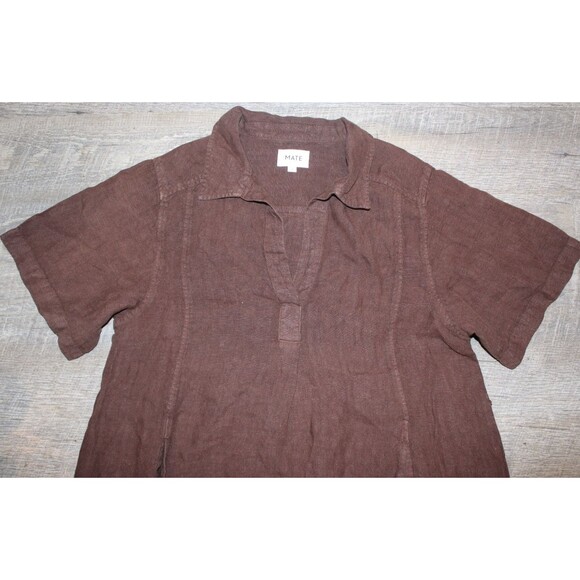 MATE THE LABEL BROWN WOMEN'S MAXI LINEN DRESS W/POCKETS SZ S NWOT $248 - Picture 2 of 6